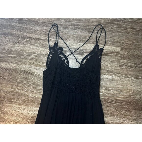 Free People Adella Lace Trim Midi Dress in Black Size Small Whimisigoth Fairy - Picture 11 of 11